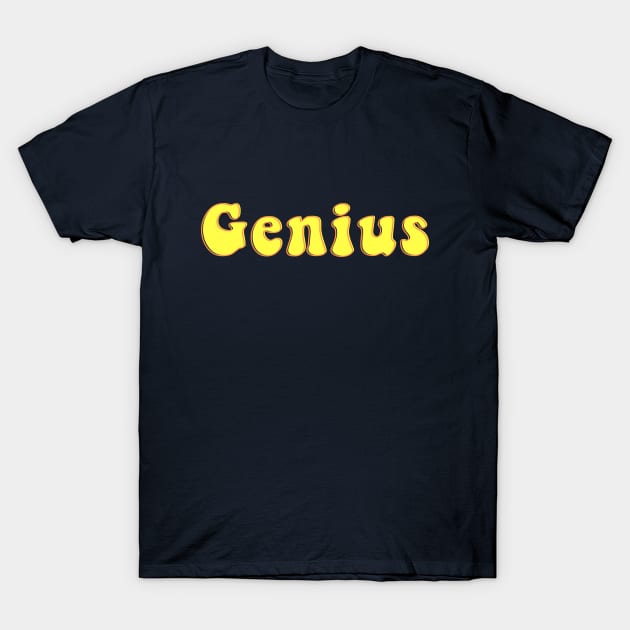 Genius 70s Yellow Retro Fun Humor T-Shirt by VLE Design